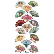 Violette Stickers - Victorian Fans - Vintage Fan Sticker Sheet - Scrapbooks