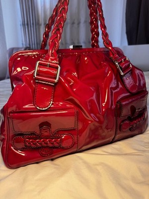 Valentino Garavani Histoire Patent Leather Tote Bag Red