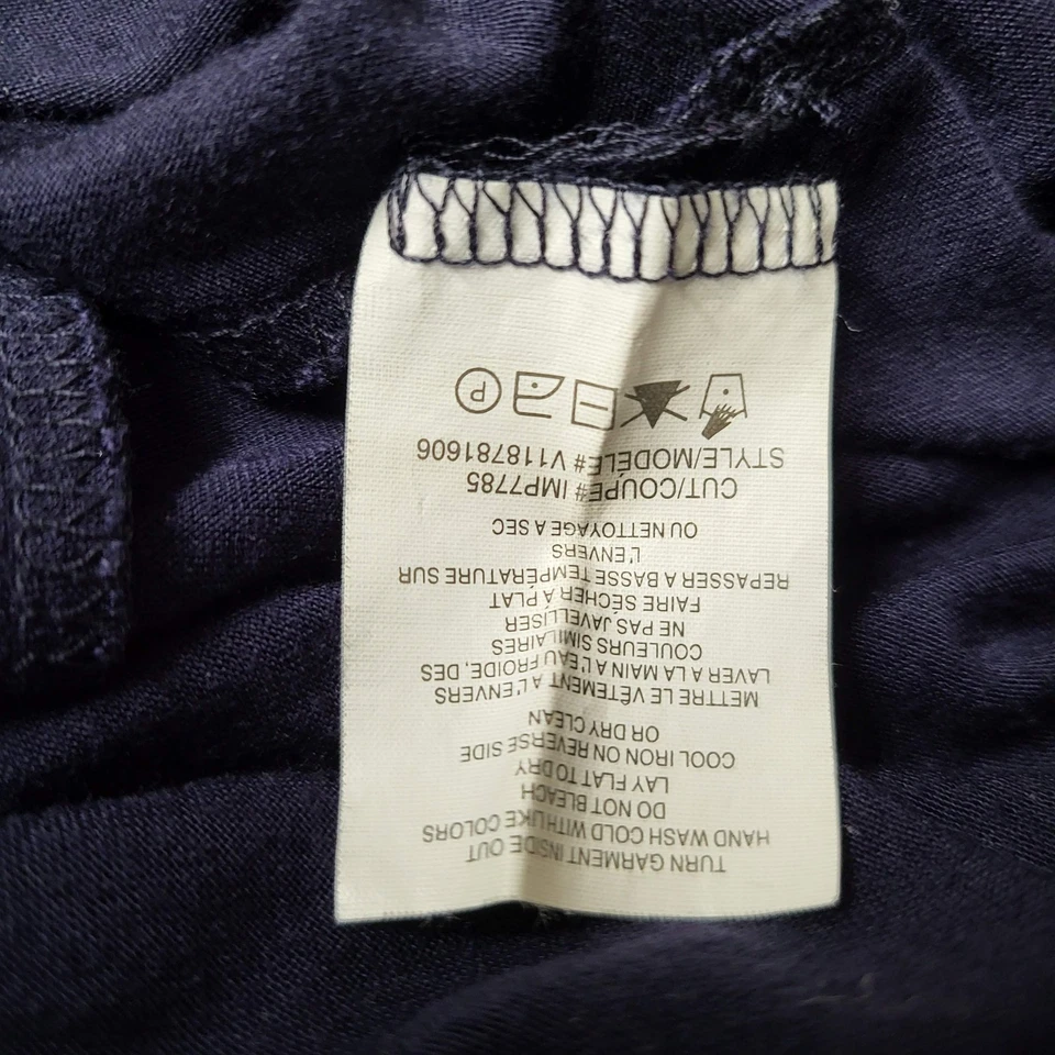 Camiseta Vince Feminina M Azul Marinho Seda Viscose Transparente Decote V Pulôver - Imagem 3 de 4