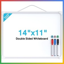Small Dry Erase Board, 14"x11" Double Sided Whiteboard, White Frame