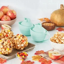 4Pack Popcorn Ball Makers Aqua Set of 4 Easy Grip Handle 3.5" Microwave Saf USA