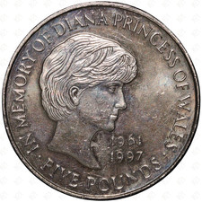 1999 Great Britain Elizabeth II &pound;5 Coin &ndash; Diana Princess of Wales &ndash; Cupronickel