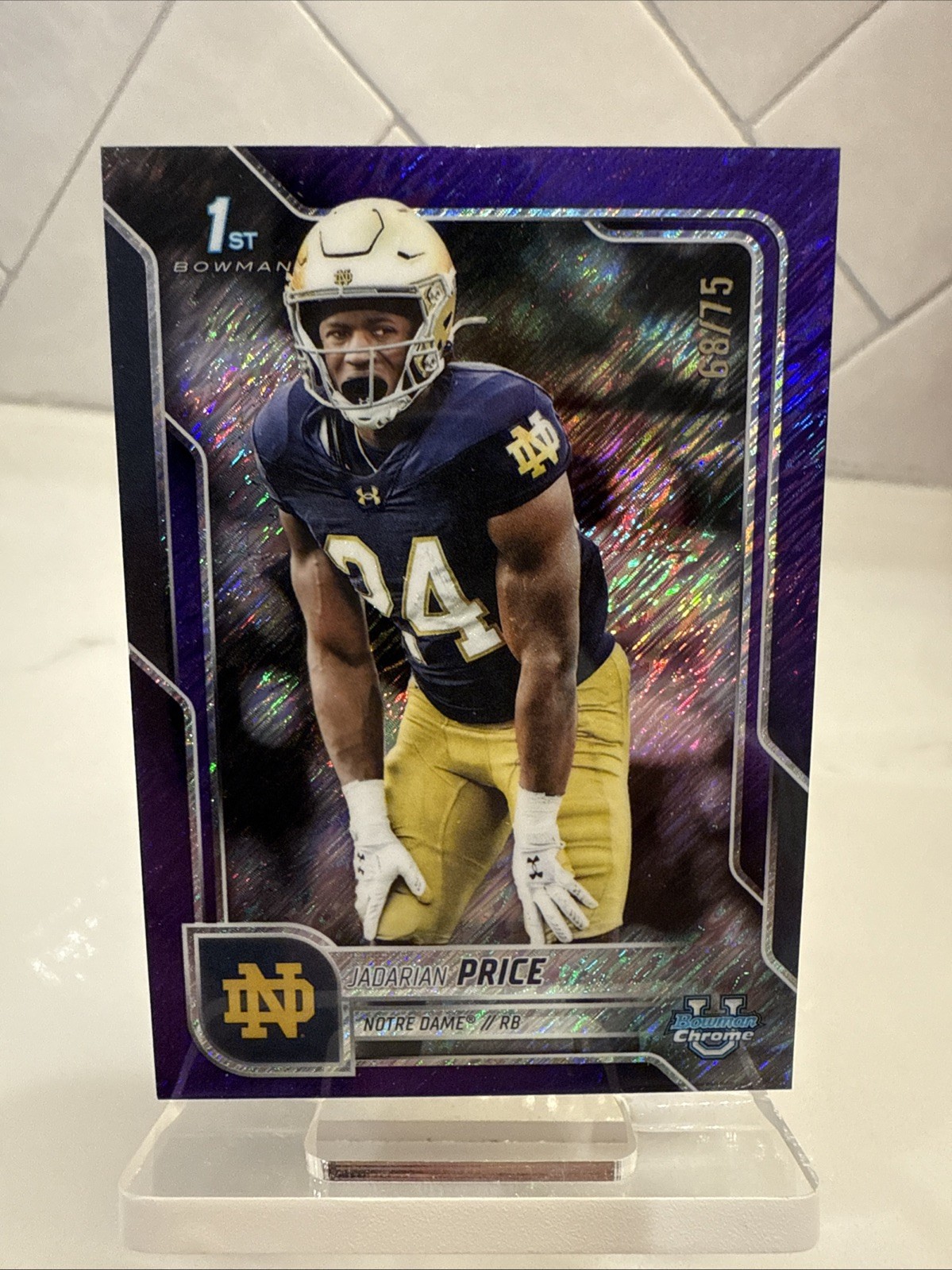 2025 Bowman Chrome U Football Jadarian Price Purple Shimmer 68/75 #117 SP