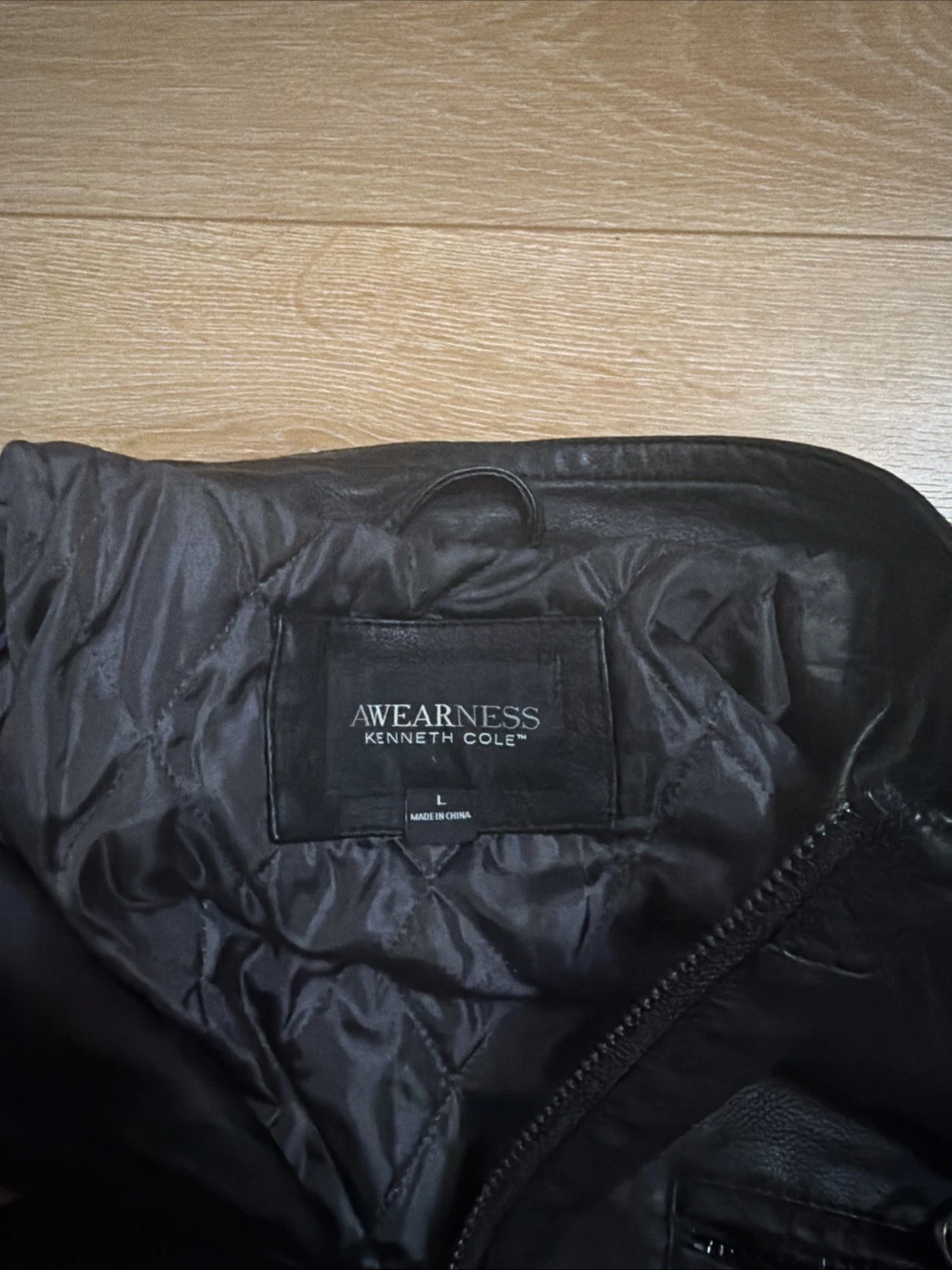 Kenneth Cole Awearness Black Leather Jacket Men’s Size Large image 3