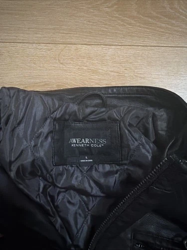 Kenneth Cole Awearness Black Leather Jacket Men’s Size Large image 3
