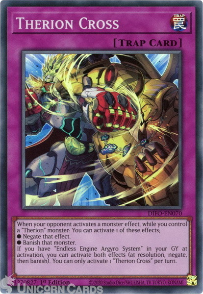 DIFO-EN070 Therion Cross Super Rare 1st Edition Mint YuGiOh Card
