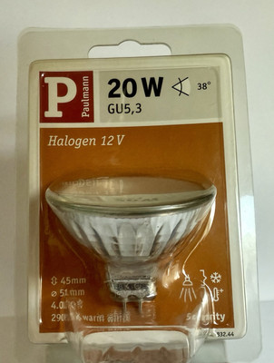 20-Watt Paulmann 832.44 Halogen 12V Reflektorlampe Birne GU5.3 20W Silber 35°