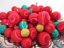 57 Vintage Satin Silk Thread Ball Christmas Ornaments Craft Red Green Gold