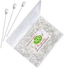 300 Pcs Corsage Boutonniere Pins Teardrop Pearl Head Wedding Bouquet White