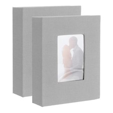 Photo Album, 4 x 6 Linen Cover Photo Album Book Holds 100 Pictures, Grey, 2 Pcs