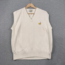 Vintage Augusta National Masters Sweater Vest Mens Large White Golf Cable Knit