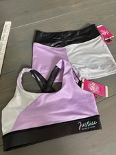 NWT Justice Girls Size M 10 Dance Gymnastics Bra and Shorts Set