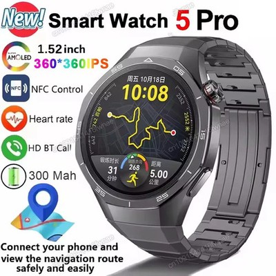 New Watch 5 Smart Watch 5 Pro Men HD AMOLED Screen GPS Heart rate Bluetooth