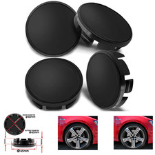 Wheel Centre Hubcaps 4 Pack 65mm Diameter Black UV Resistant Fade Proof