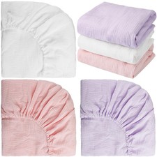 3 PCS Muslin Crib Sheets Girls Boys 24x38 Inch Cotton Soft Fitted Baby Graceful