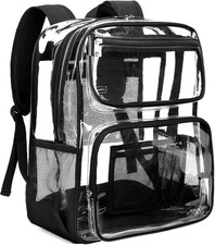 Clear Backpack Heavy Duty - Large See through Bookbag for Girls Boys, Transparen