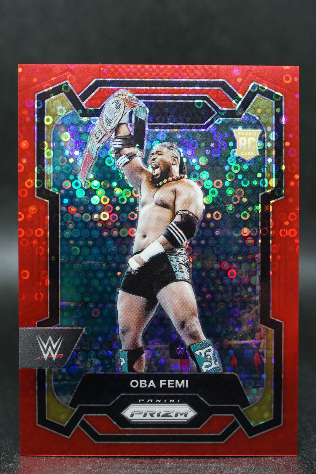 Oba Femi Rookie 66/99 Red Undercard Disco 2024 Panini Prizm WWE #199 NXT INVEST