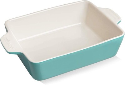 Sweejar Ceramic Baking Dish, Rectangular Small Pan with Turquoise 