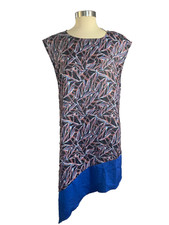 Halston Dress NWT Asymmetrical Hem Women's Large side slits Artsy Sleeveless NEW