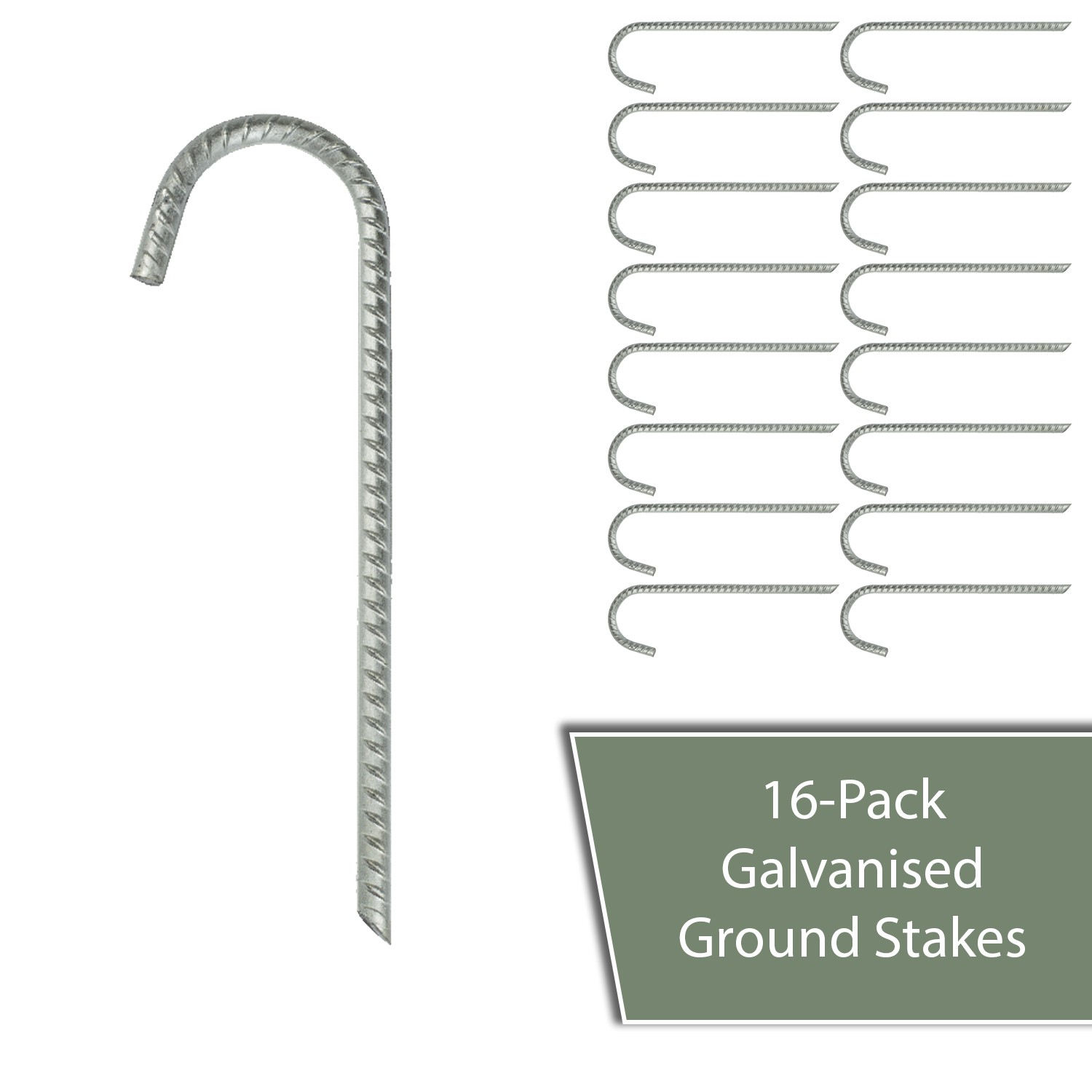 Galvanised Heavy Duty Metal Ground Stakes Tent/Gazebo Pegs 16 PACK