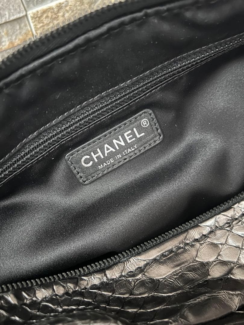 CHANEL Python Chain Boston Bag Silver Hardware La… - image 23