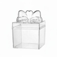 Clear Plastic Candy Box with Bow Compact Size Transparent Candy Box Sturdy