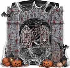 Halloween Trunk or Treat Car Decorations Kit with Scary Graveyard Tombstone Spid