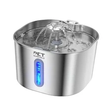 Stainless Steel Cat Water Fountain –L/74oz Ultra-Quiet Pump, Visible 2.2 Silver