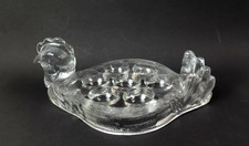 Huhn Pressglas 7er Eierplatte Servierplatte Eiertablett transparent 24 cm L
