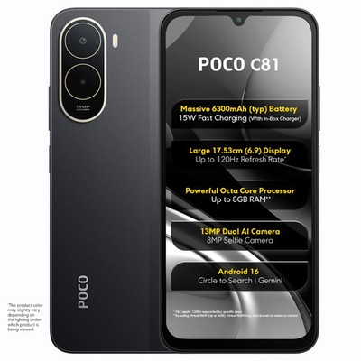POCO C81 (Black, 64 GB 4 GB RAM) T7250 Octa Core Processor Global Version
