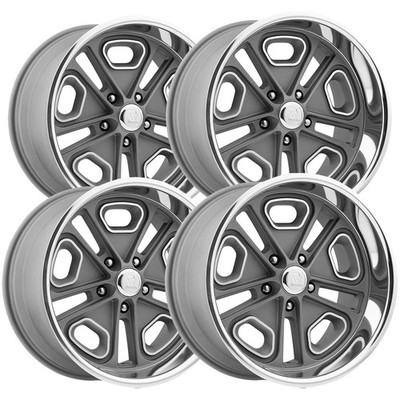 Staggered-Resto R102 Del Ray 17x8,17x9.5 5x4.5'' 1mm Gunmetal/Milled Wheels Rims