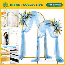 Metal Arch Backdrop Stand Set 7.2FT/6FT - Gold Wedding Party Decor Support