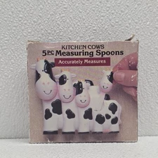 Vintage J.S.N.Y. Kitchen Cows Novelty 4 Measuring Spoon Set