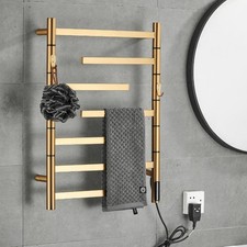 Heated Towel Rack Radiator, Electric Heated Towel Warmer Rack, 85W Gold Wall ...