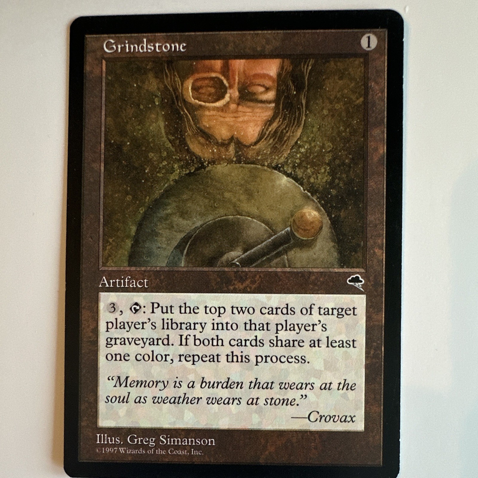 Wizards of the Coast MTG Grindstone Tempest 1997 ENG Rare Reg Artifact #290