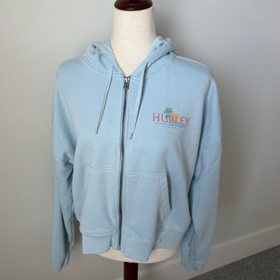 Hurley Coastline Crop Zip Up Hoodie in Skyway Blue