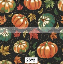  2392 TWO Paper LUNCHEON Decoupage Art Craft Napkins - AUTUMN PUMPKINS  LEAVES