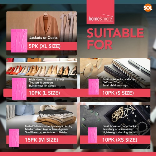 50 Pink Mailing Bags Mixed Sizes Strong Plastic Postal Mail Parcel Postage Poly - Afbeelding 4 van 9