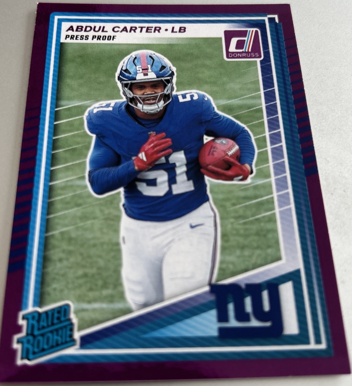 2025 Panini Donruss - Rated Rookie Abdul Carter #315 Purple Press Proof (RC)