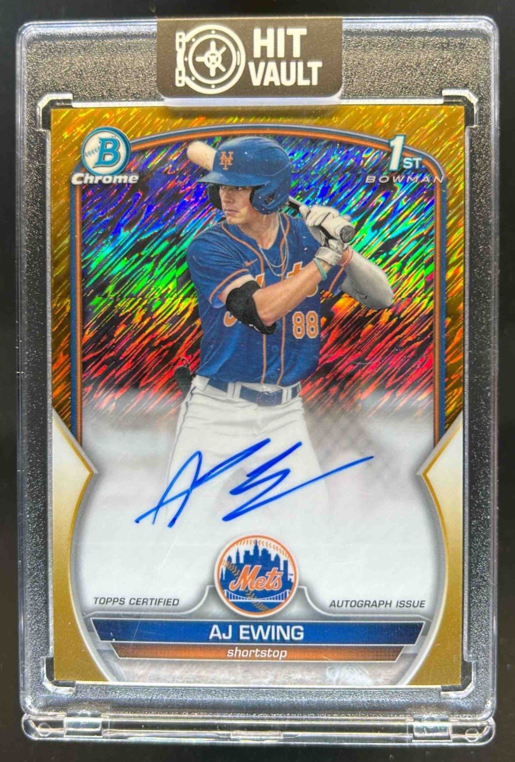 2023 Bowman Draft AJ Ewing Chrome Auto Gold Shimmer Refractor 1st #/50 Mets