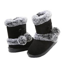 Kids Girls Boys Winter Warm Boots Suede Lightweight Faux 4 Toddler 037 Black