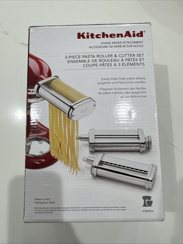 Kitchen Aid 3-Piece Pasta Roller & Cutter Set, Style: KSMPRA, New In Box