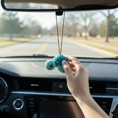 #ad Turtle Car Charm Sea Turtle Mirror Hanging Cute Amigurumi Decor $18.20