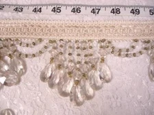 E6111 ~ CLEAR TEARDROP DRAPERY BEADED FRINGE  TRIM   4"