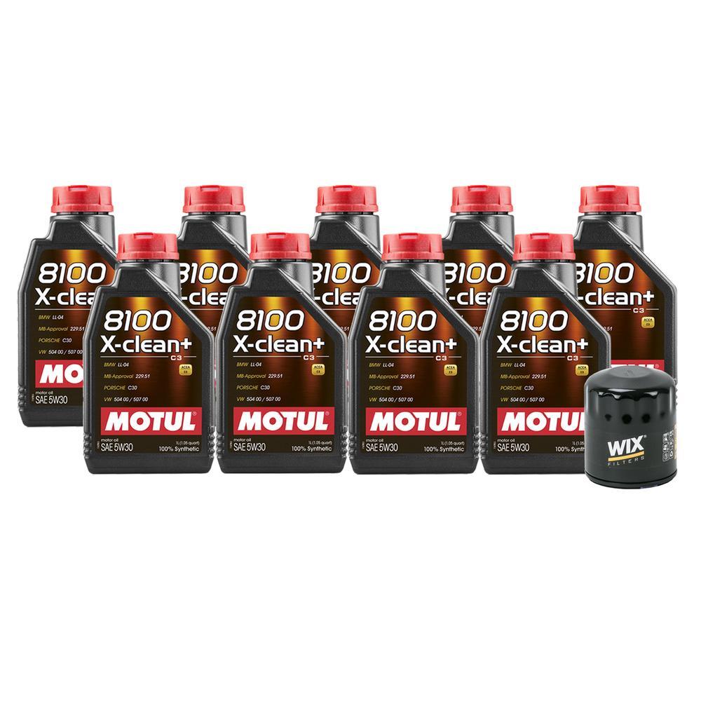 Motul + OEM Engine Oil Change Kit (5W30) (9 Liter) (X-CLEAN + 8100)
