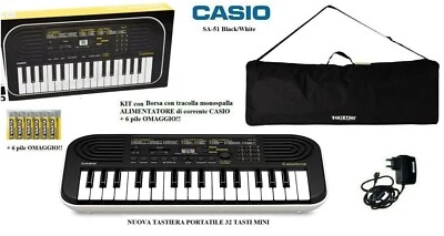 Casio SA51 ex SA47 NERA NUOVA TASTIERA SCOLASTICA 32 Tasti + BORSA +ALIMENTATORE