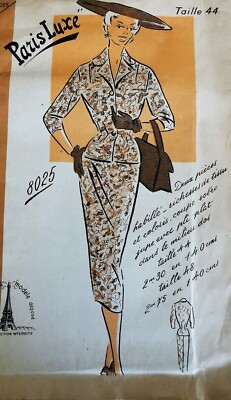 8025 MUSTER PARIS LUXUS VINTAGE FRANZÖSISCHES MUSTER ROCK JACKE LE CHIC PARISIEN GR 44