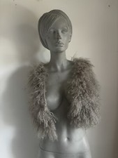 Rare Warehouse Grey Lambswool Mongolian Gilet Vest Size S 8-10 Uk Celebrity