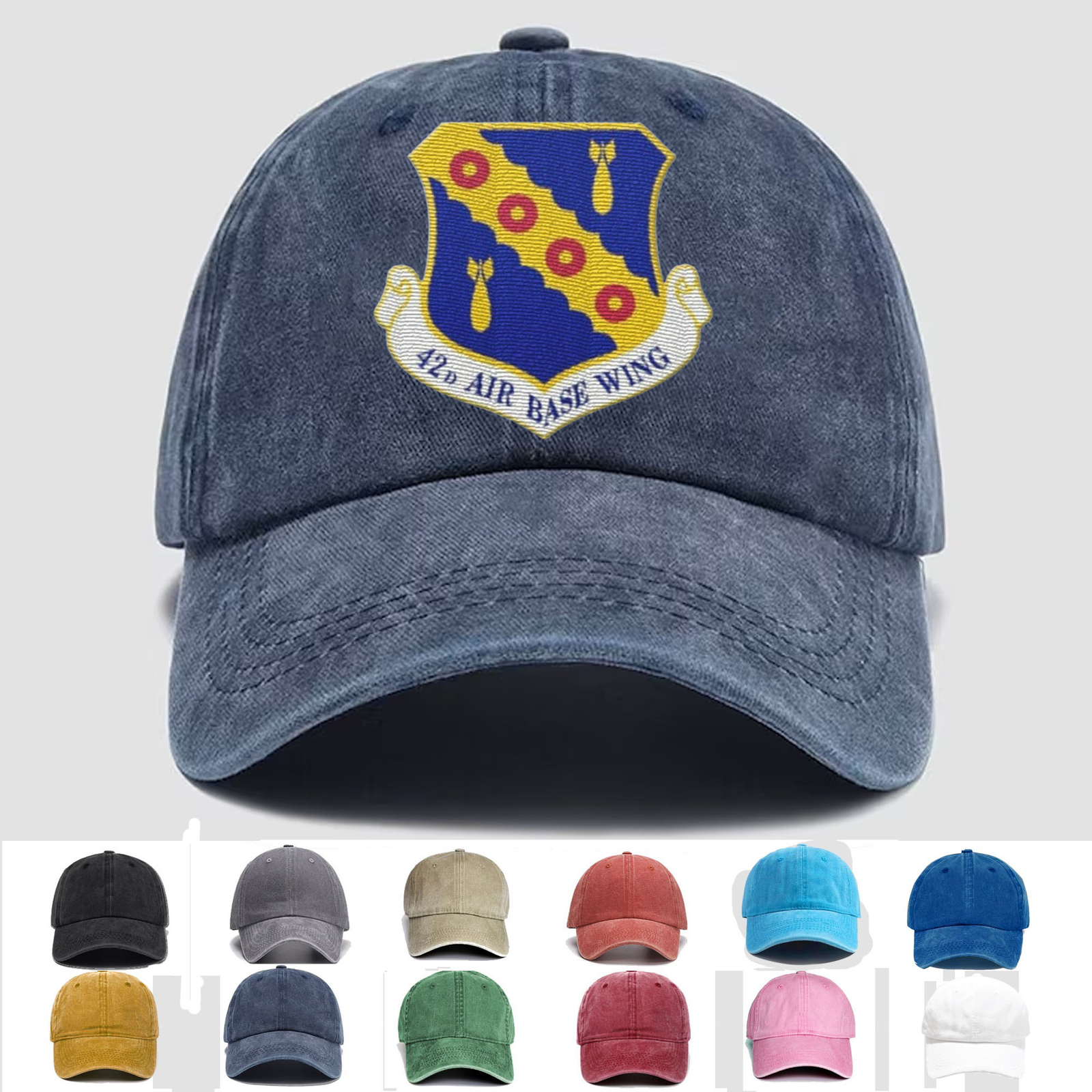 Custom Embroidered Hat 42nd Air Base Wing, Veteran Cap, Trucker Hat, Gift Idea