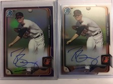 2015 Bowman Chrome TIM BERRY AUTO PURPLE REFRACTOR ORIOLES 175/250 +base Auto!